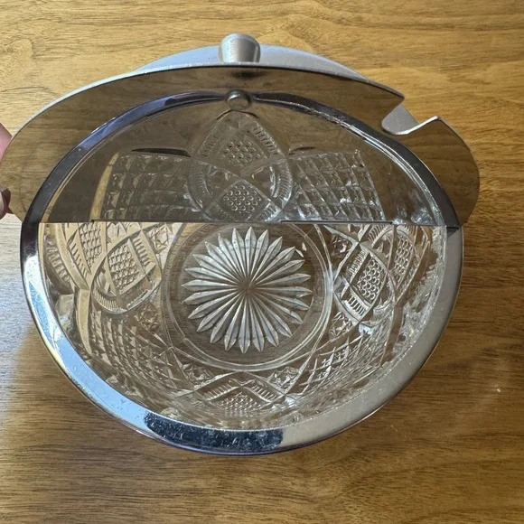 Vintage Soda Fountain Crystal Fruit Toppings Bowl, Flip Top Lid Sugar Bowl - Picture 3 of 7